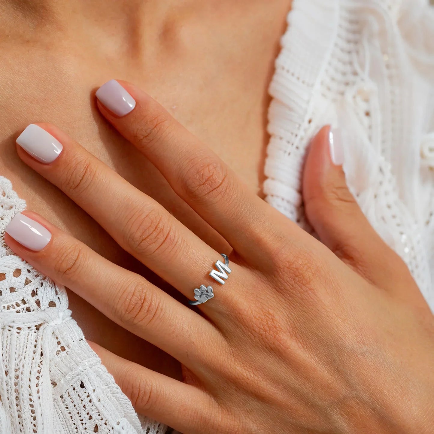 Gepersonaliseerde huisdier initialen ring