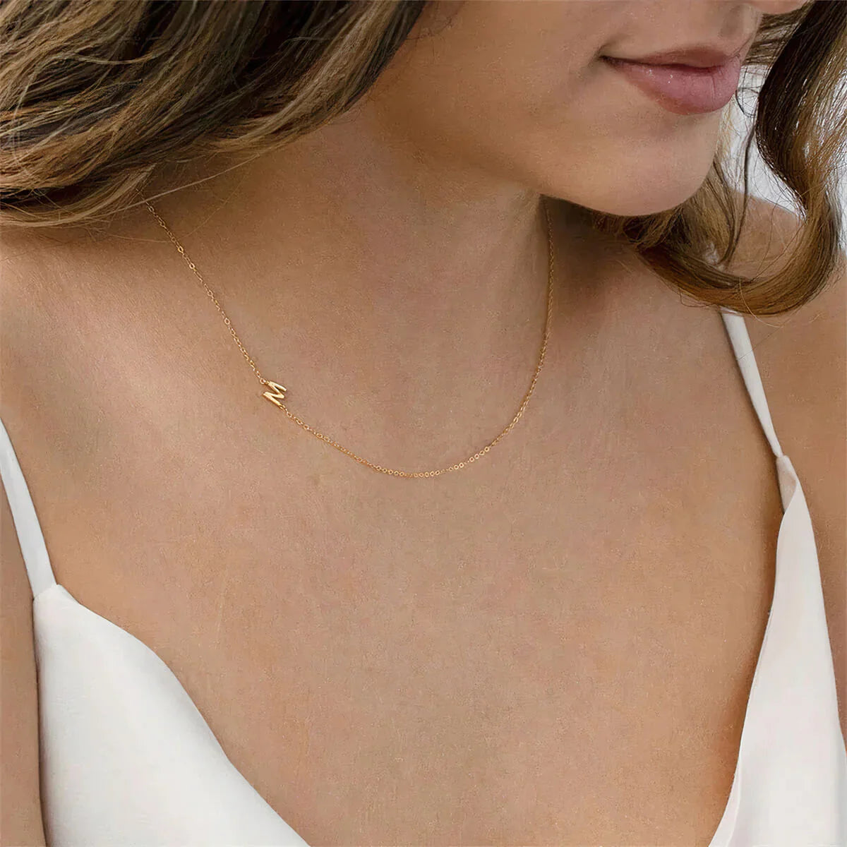 Gepersonaliseerde zijwaartse initialen ketting