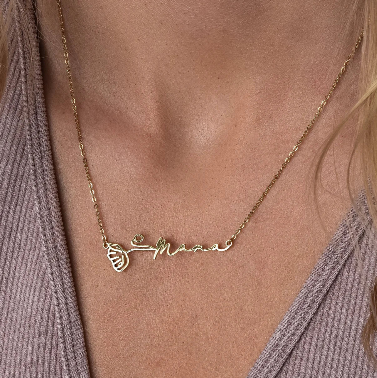 Gepersonaliseerde geboortebloem naamketting