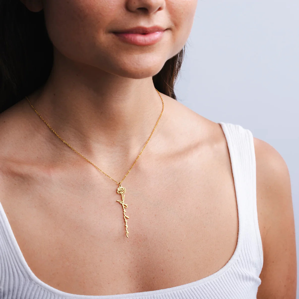 Gepersonaliseerde geboortebloem naamketting