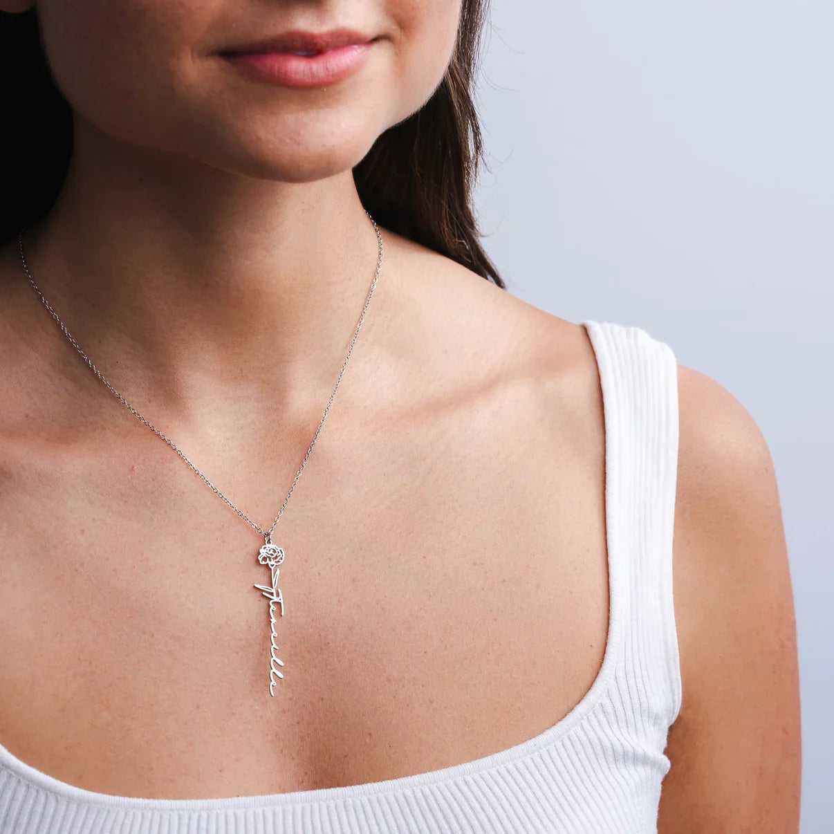 Gepersonaliseerde geboortebloem naamketting