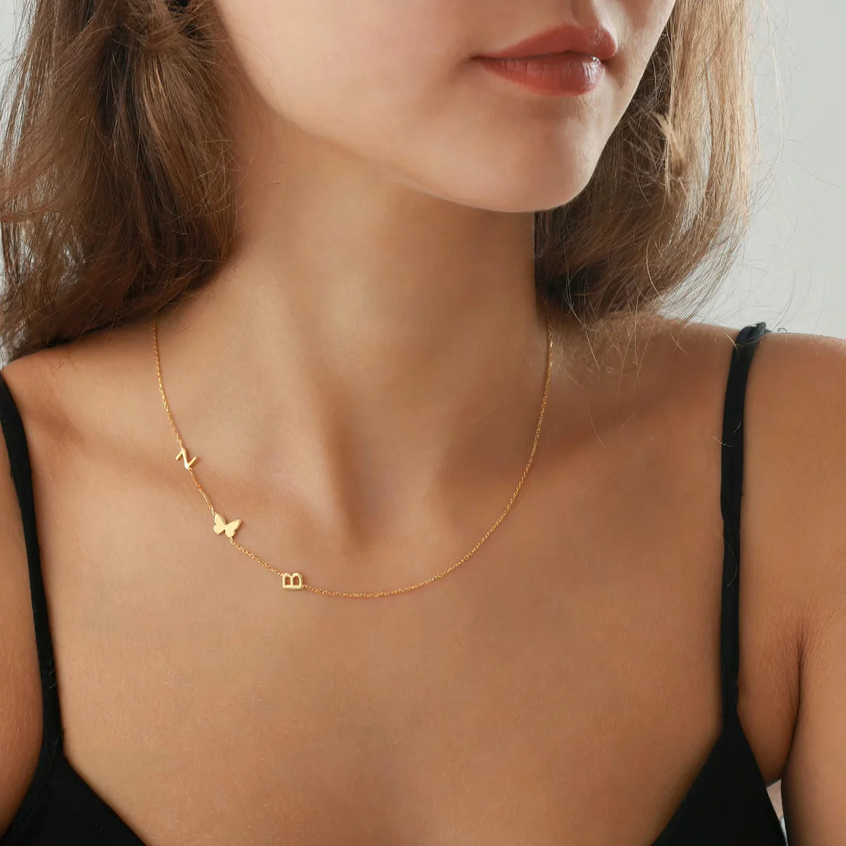 Gepersonaliseerde zijwaartse initialen ketting