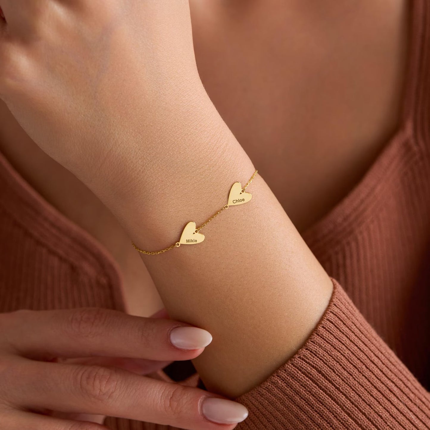 Gepersonaliseerde gegraveerde hartarmband