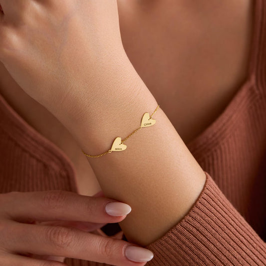 Gepersonaliseerde gegraveerde hartarmband