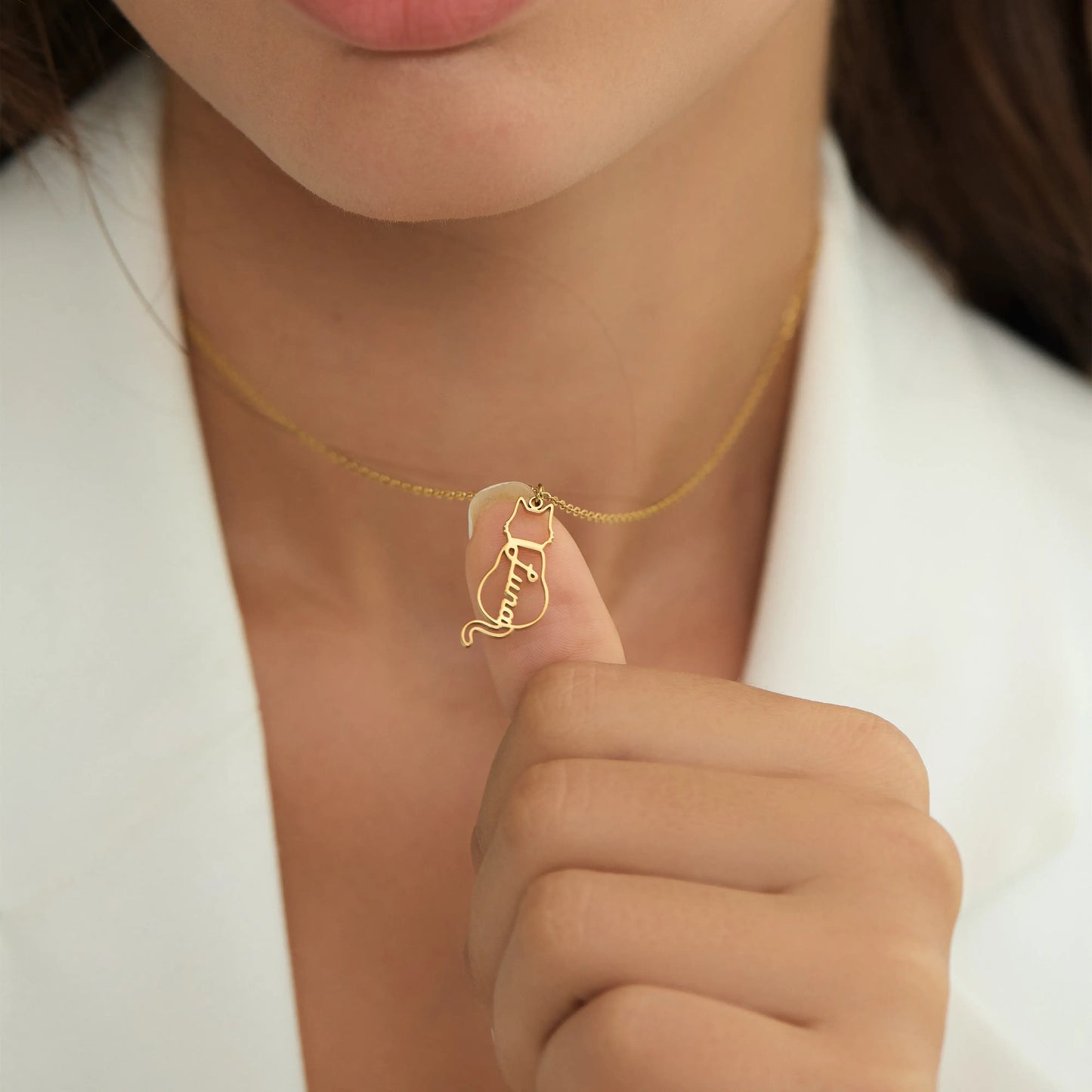 Gepersonaliseerde ketting met kattennaam