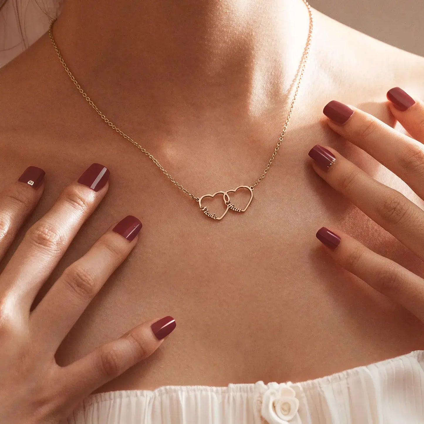 Gepersonaliseerde naamketting met hartjes
