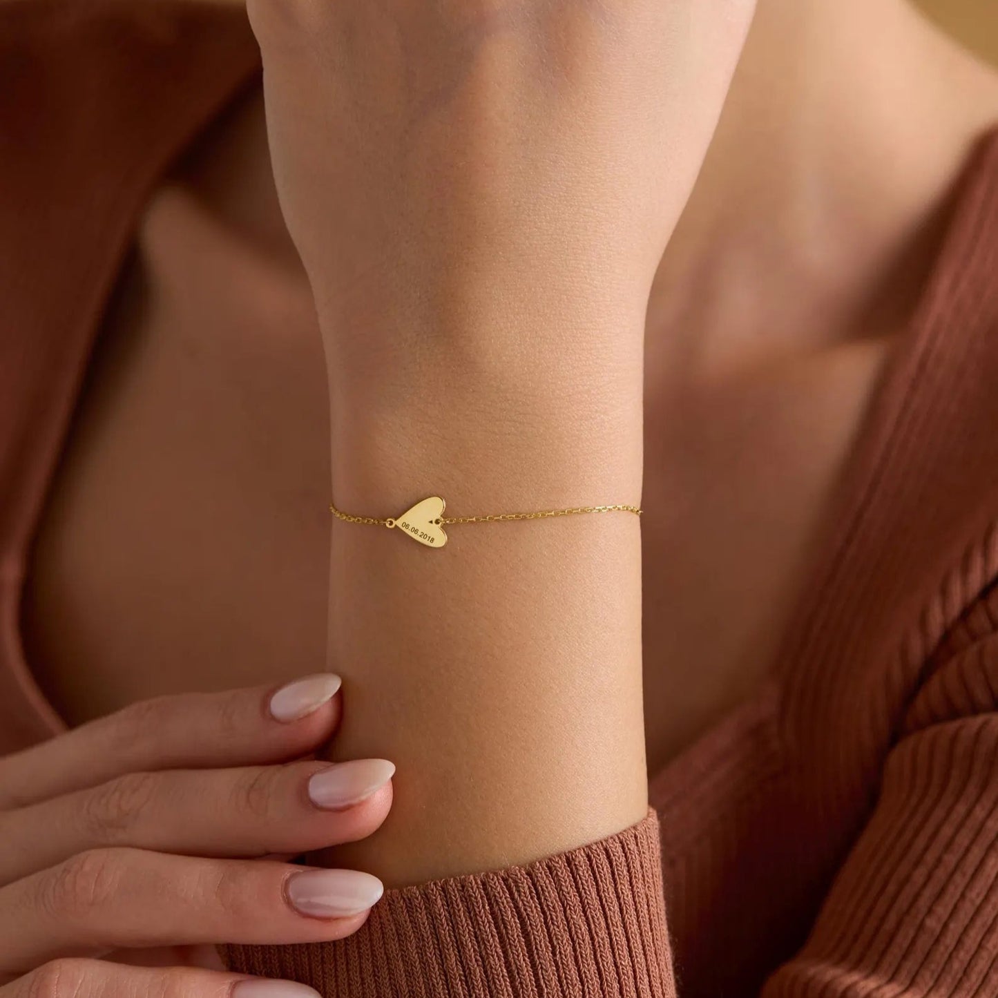 Gepersonaliseerde gegraveerde hartarmband