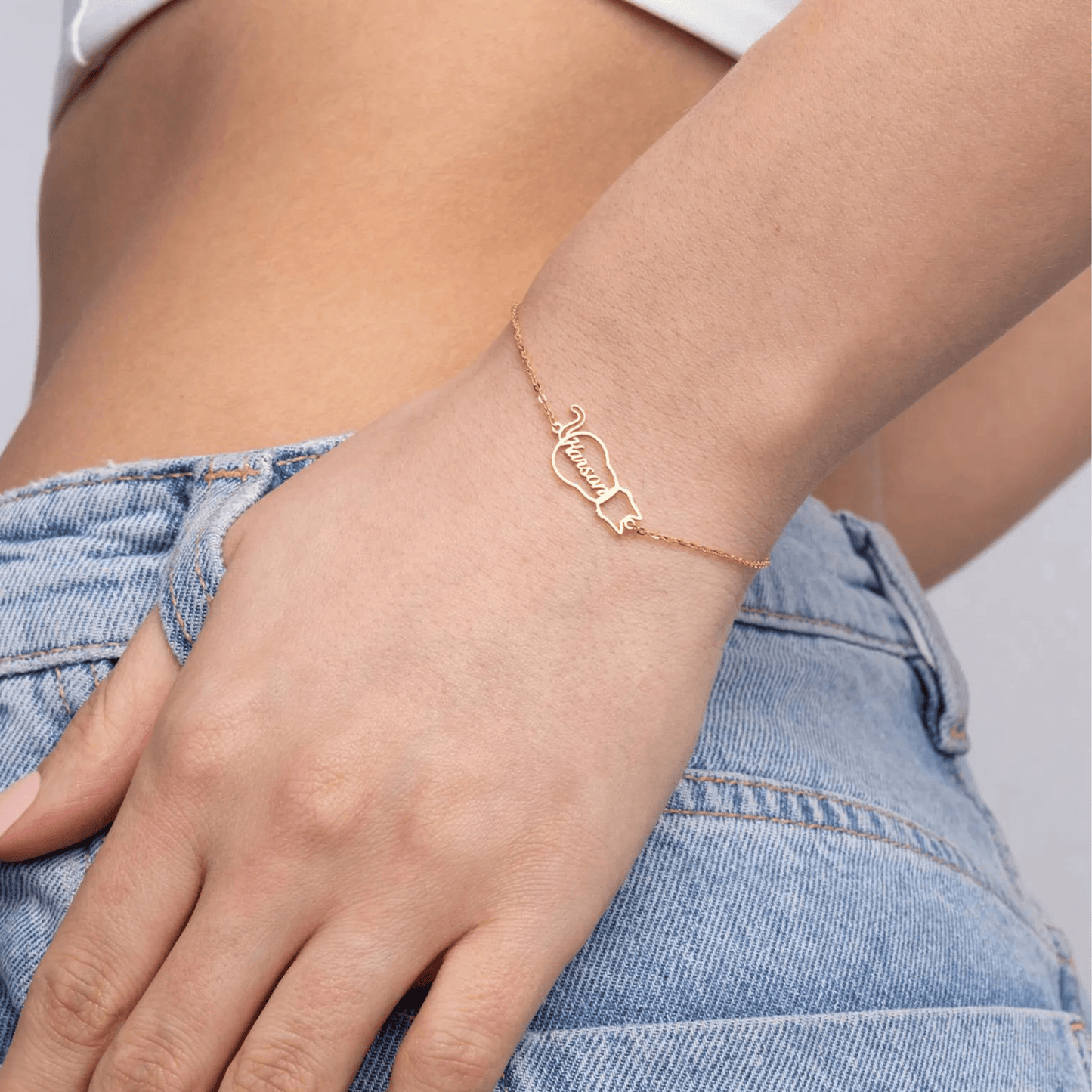 Gepersonaliseerde kattennaam armband