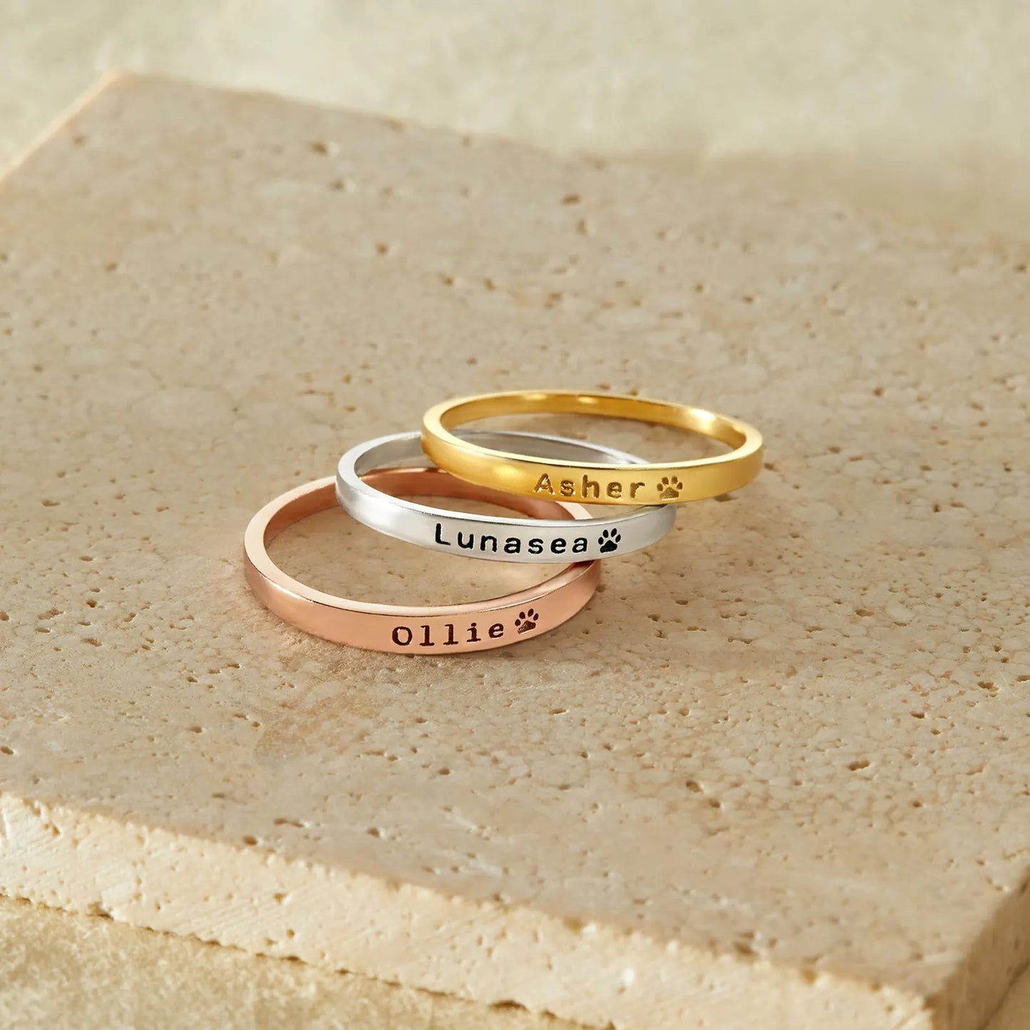 Gepersonaliseerde huisdier naam ring