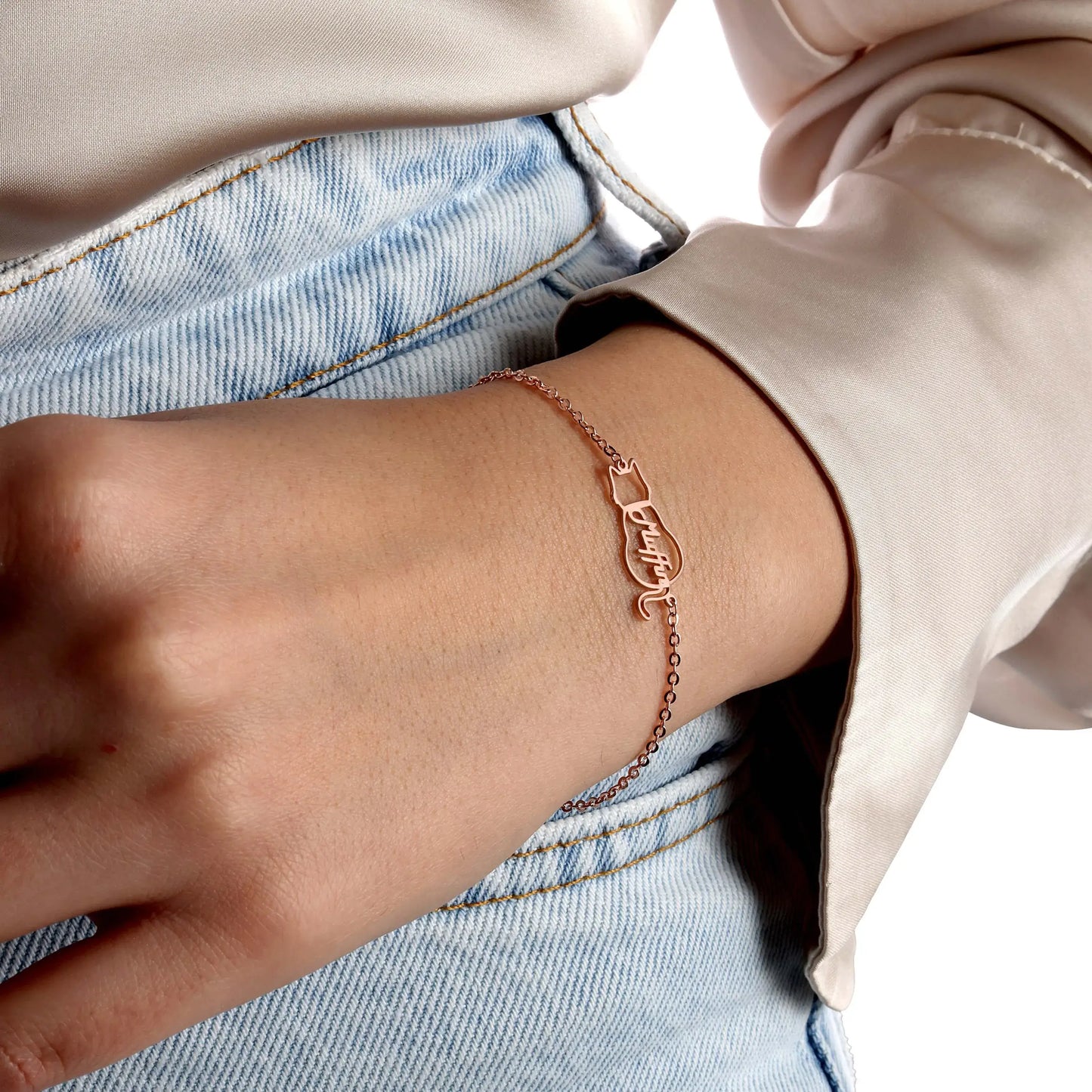 Gepersonaliseerde kattennaam armband