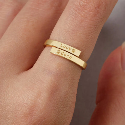 Gepersonaliseerde huisdier naam ring