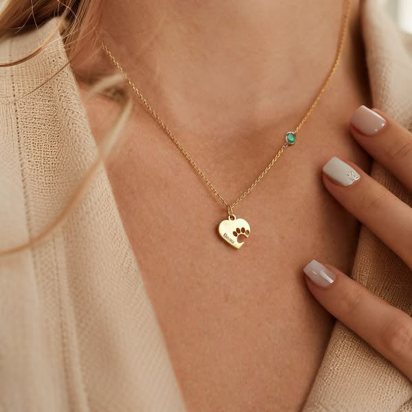 Gepersonaliseerde poot & hart naamketting