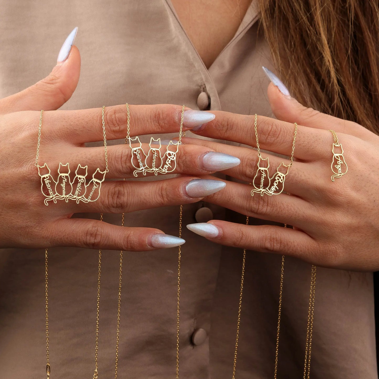 Gepersonaliseerde ketting met kattennaam