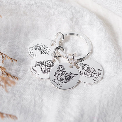 Gepersonaliseerde huisdiergezicht sleutelhanger