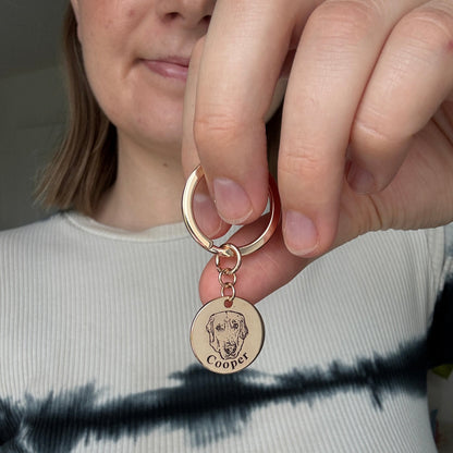 Gepersonaliseerde huisdiergezicht sleutelhanger
