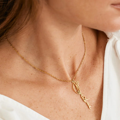 Gepersonaliseerde geboortebloem naamketting